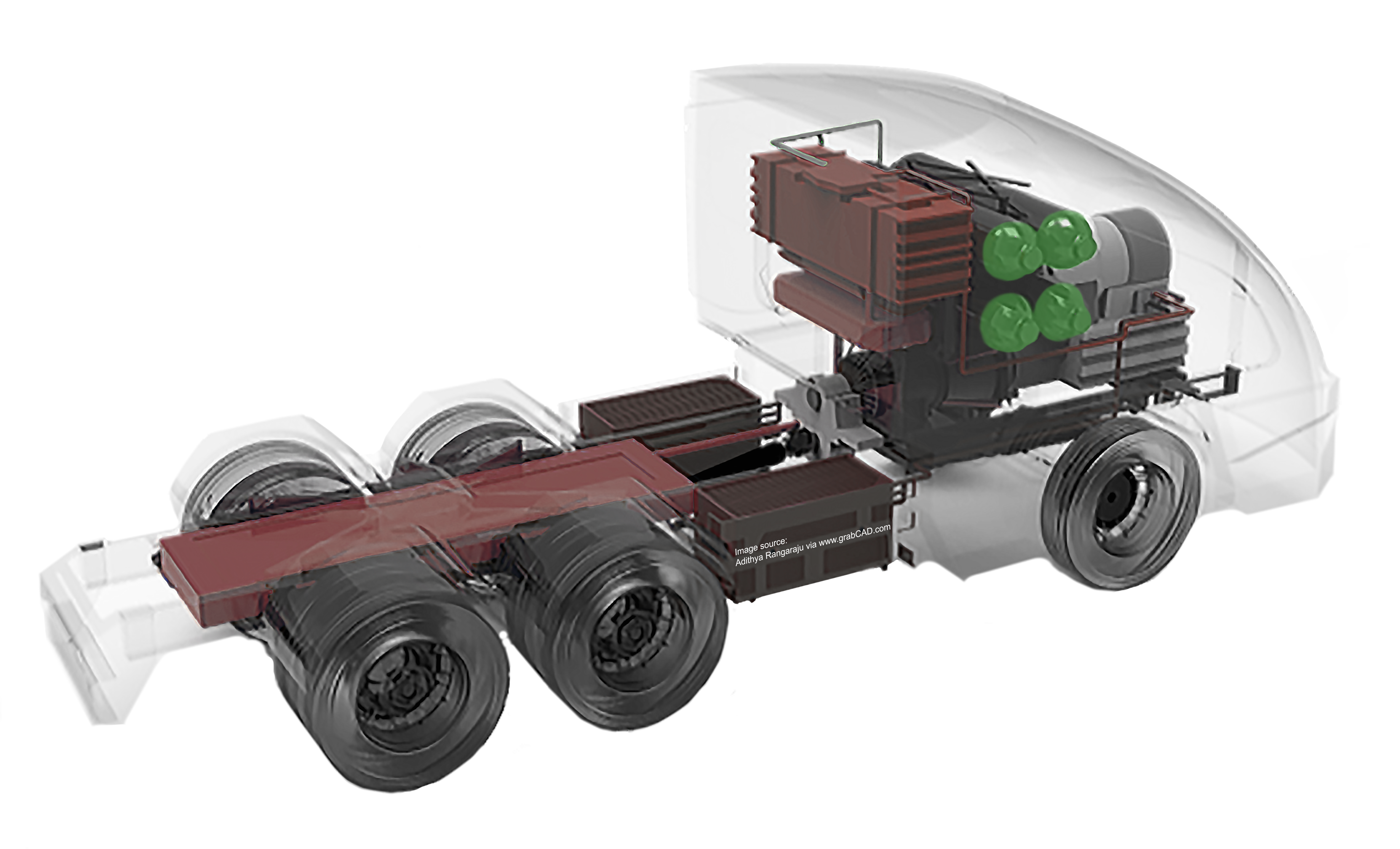 hydrogen powered truck CA H2 tank in FCEV